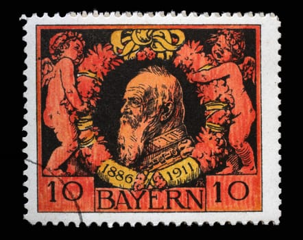 Stamp printed in in Bavaria shows Prince Regent Luitpold of Bavaria, circa 1911