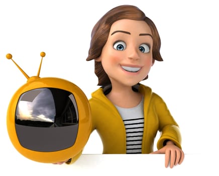 Fun 3D illustration of a cartoon teenage girl