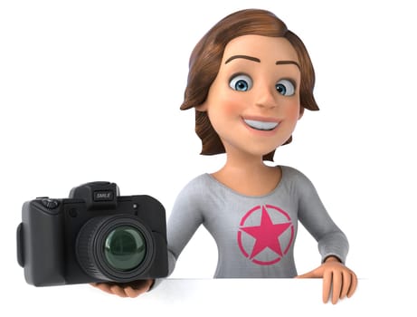 Fun 3D illustration of a cartoon teenage girl