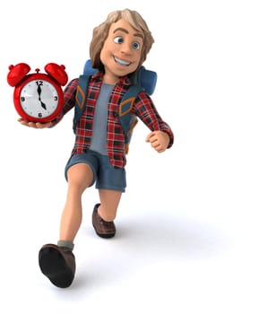 Fun backpacker cartoon guy