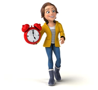 Fun 3D illustration of a cartoon teenage girl