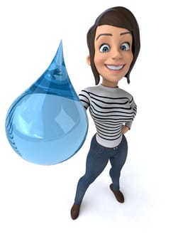 Fun 3D cartoon casual character woman
