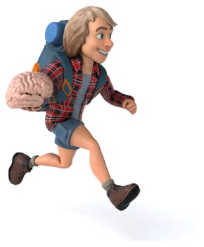 Fun backpacker cartoon guy