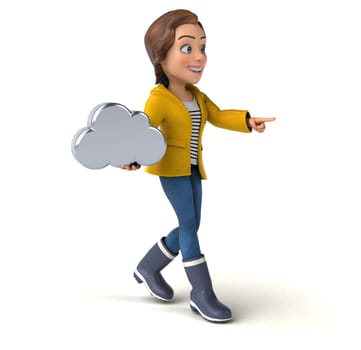 Fun 3D illustration of a cartoon teenage girl