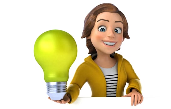 Fun 3D illustration of a cartoon teenage girl