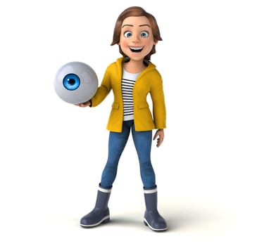 Fun 3D illustration of a cartoon teenage girl