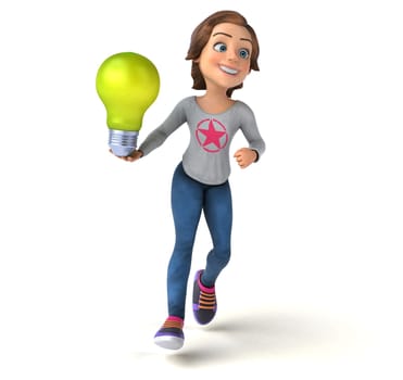 Fun 3D illustration of a cartoon teenage girl