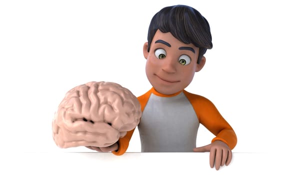 Fun 3D cartoon Asian teenager .
