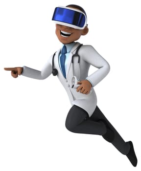 Fun 3D Illustration of a doctor with a VR Helmet