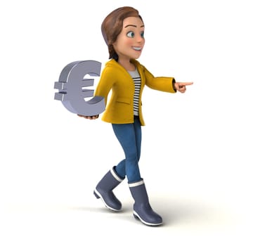 Fun 3D illustration of a cartoon teenage girl