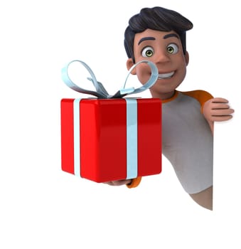 Fun 3D cartoon Asian teenager .