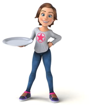 Fun 3D illustration of a cartoon teenage girl