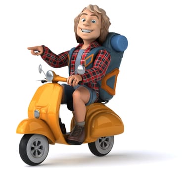 Man solo traveling backpacker - 3D Illustration