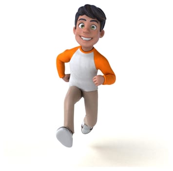 Fun 3D cartoon Asian teenager .