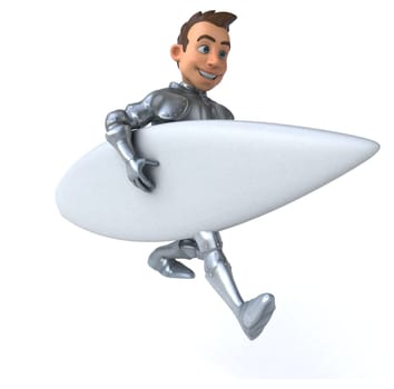 Fun 3D cartoon knight surfing