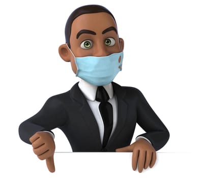 Fun 3D illustration of a black business man with a mask