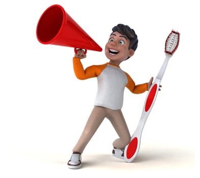 Fun 3D cartoon Asian teenager .