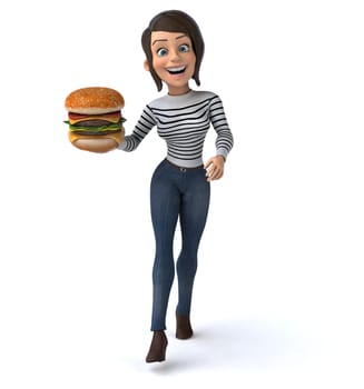 Fun 3D cartoon casual character woman
