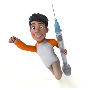 Fun 3D cartoon Asian teenager .