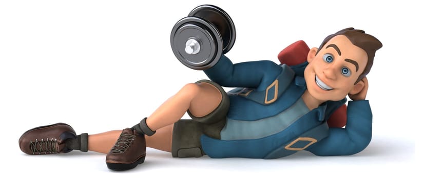 Fun illustration of a 3D cartoon backpacker