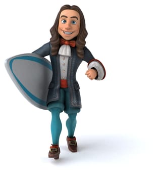 3D Illustration of a cartoon man in historical baroque costume