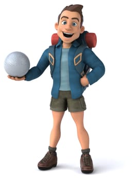 Fun illustration of a 3D cartoon backpacker