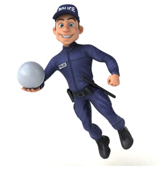 Fun 3D illustration of a cartoon Police Officer