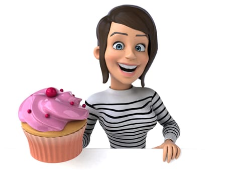 Fun 3D cartoon casual character woman