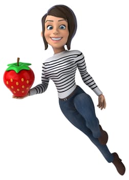 Fun 3D cartoon casual character woman