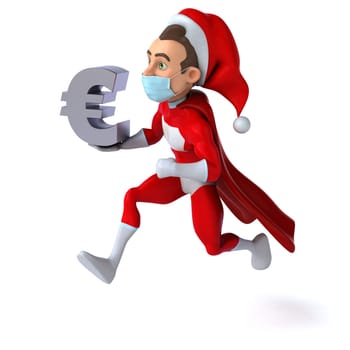 Fun 3D illustration of a cartoon Santa Claus with a mask
