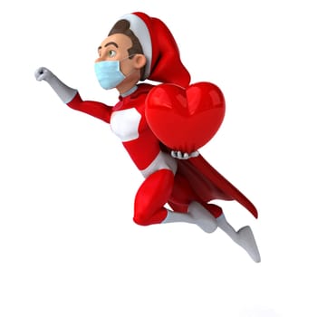 Fun 3D illustration of a cartoon Santa Claus with a mask