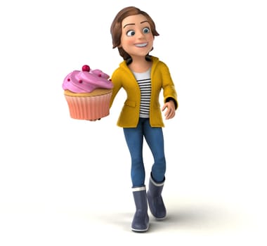 Fun 3D illustration of a cartoon teenage girl