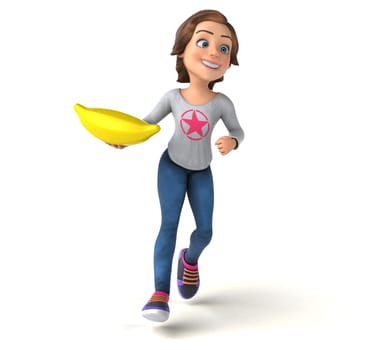 Fun 3D illustration of a cartoon teenage girl