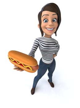 Fun 3D cartoon casual character woman