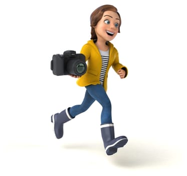 Fun 3D illustration of a cartoon teenage girl