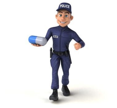 Fun 3D illustration of a cartoon Police Officer