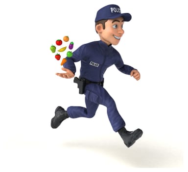 Fun 3D illustration of a cartoon Police Officer