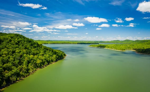 Beautiful aerial view of Cave Run Lake in Kentucky