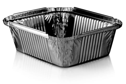 The black square aluminium foil baking cups on white background