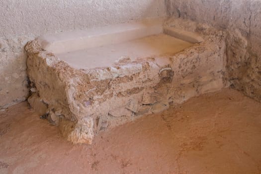Campanario, Spain - May 17th 2018: La Mata archaeological site. Impressive protohistoric building placed in Campanario, Extremadura, Spain. Attached adobe table
