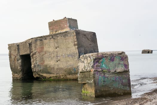 Coast bunker. Coast bunker from the WW2 in the Baltic Sea Fischland Darss Zingst, Germany.