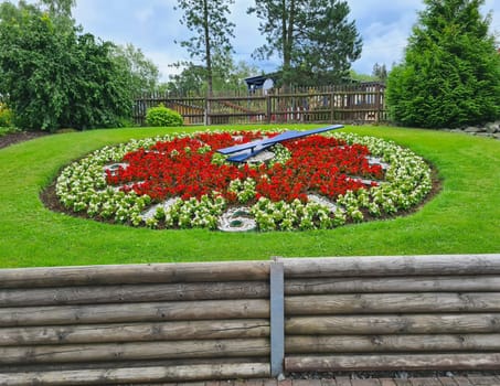 Large flower clock in a public park