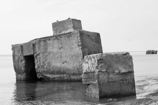 Coast bunker. Coast bunker from the WW2 in the Baltic Sea Fischland Darss Zingst, Germany.