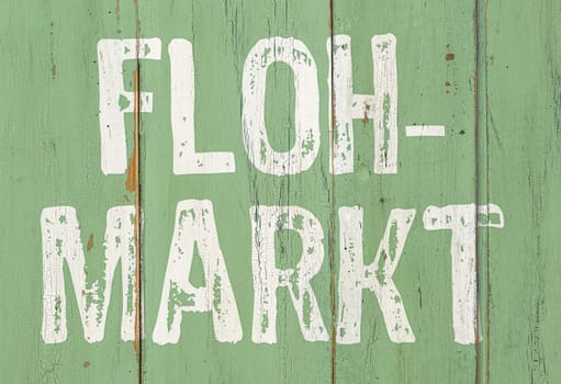 Wooden retro sign - Garage sale in german - Flohmarkt