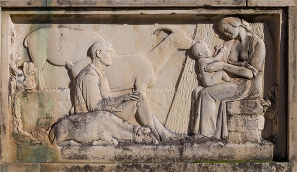 Caceres - Dec 1st, 2020: Jose Maria Gabriel y Galan monument. Spanish poet in Castilian and Extremaduran. Sculpted by Perez Comendador in 1926