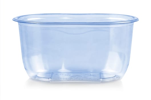 The blue empty plastic jar isolated on a white background