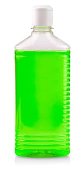 Dishwashing liquid detergent in plastic bottle isolated on white