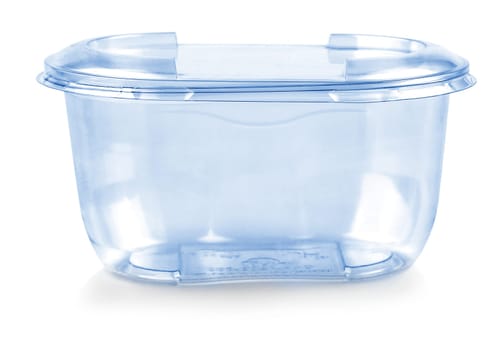 The blue empty plastic jar isolated on a white background
