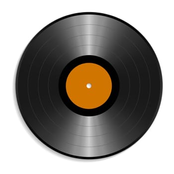Blank vinyl disc mock up on white background. Realistic empty template of a music record plate. Graphic design element for scrapbooking, musical flyer or poster, web site. Vector illustration.