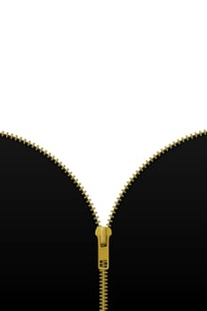 Zipper lock half open, blank mockup, revealing a message or content discovery concept. Realistic vector illustration
